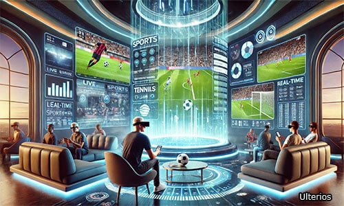 Online Sports Betting with people wearing VR Glasses