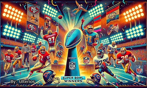 NFL Super Bowl winners of the 1980s with team logos